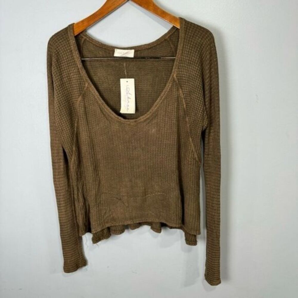 Abree Women’s Waffle Knit Casual Scoop Neck Shirt sz M NEW # C543